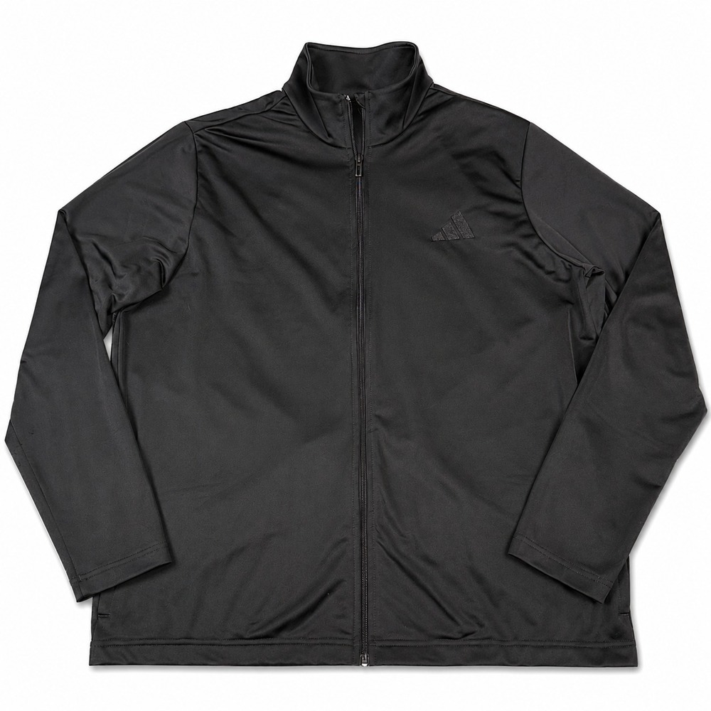 Adidas Full Zip Track Jacket Men Size Large Black Fleece Lined Training Athletic